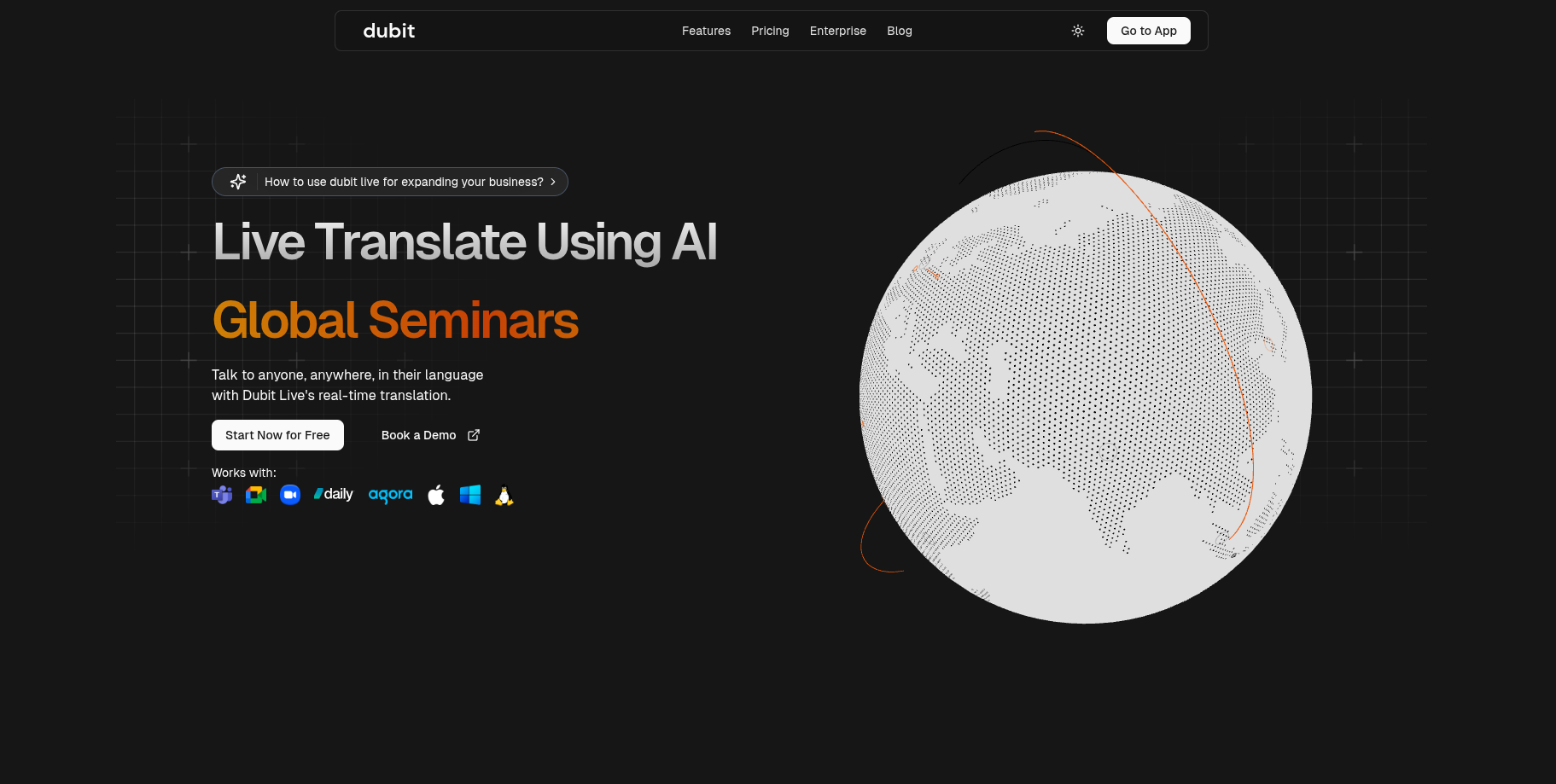 Dubit Live translating two participants in real-time